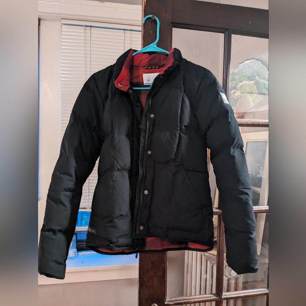 Columbia South Canyon Bluff Black Puffer Red Flannel Lined Jacket Women Xs